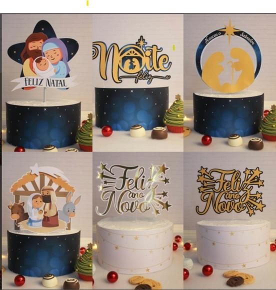 Arquivo Digital de Corte Topos de Bolo Natal e Ano Novo