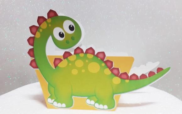 Arquivo Silhouette Caixa Centro de Mesa Dinossaurinho Fofo