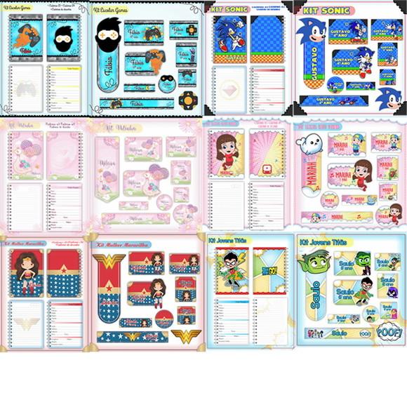 Arquivos Digitais Combo Etiquetas e Capas de Caderno Temas