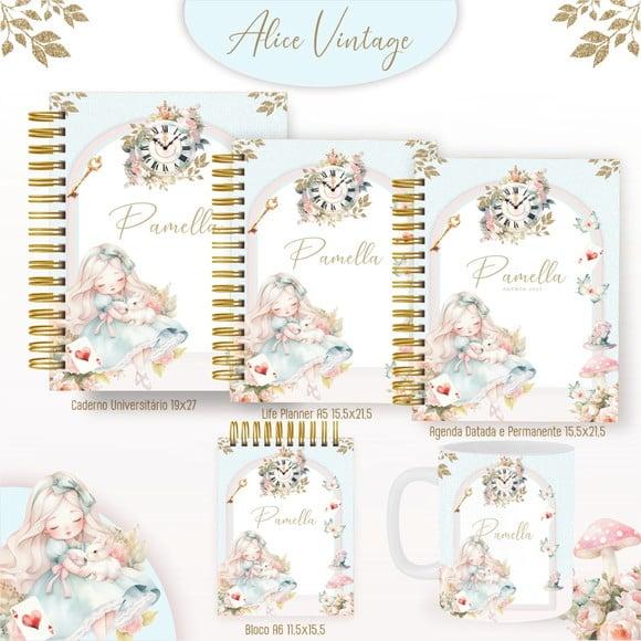 Combo de Capas Volta Ás Aulas Alice Vintage Png e / ou pdf