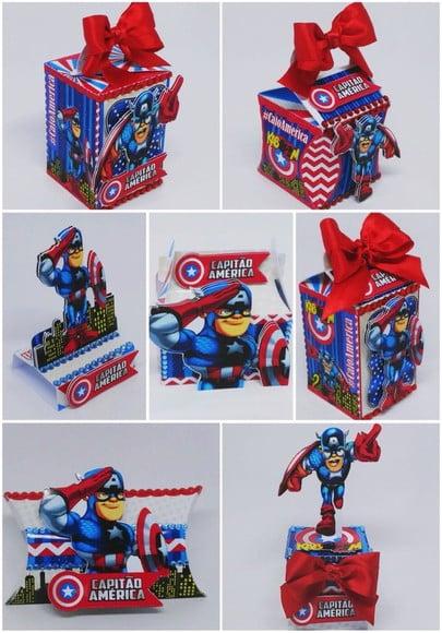Kit Digital Arquivo Caixas Silhouette Capitão America
