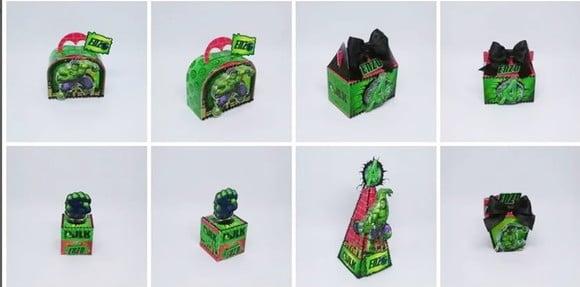 Kit Digital Arquivo Caixas Silhouette Hulk Festa em Casa