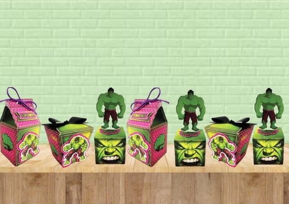 Kit Digital Arquivo Caixas Silhouette Hulk Menina Luxo