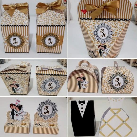 Kit Digital Silhouette Casamento Dourado Luxo