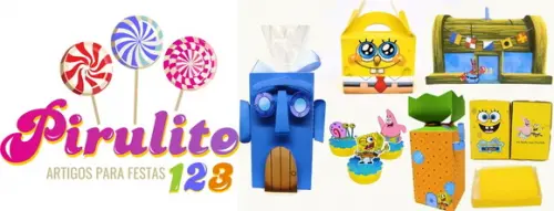 3 Kits de Arquivos Digitais Festa Bob Esponja