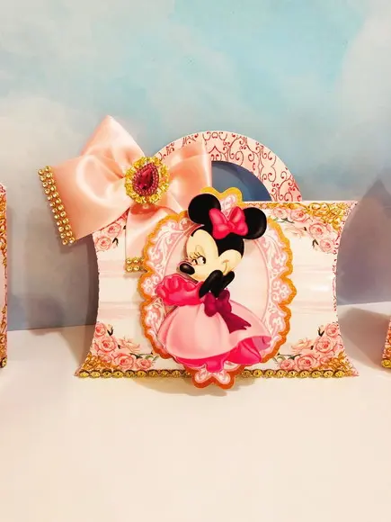 Arquivo Caixa Silhouette e pdf Minnie Rosa Princesa Luxo