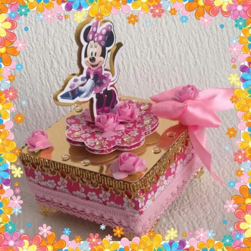 Arquivo Caixa Silhouette Minnie Rosa Luxo