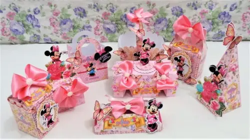 Arquivo Corte Digital Festa Minnie Rosa Floral Luxo