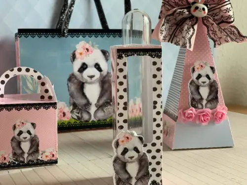 Arquivo Corte Digital Festa Panda Rosa Menina Luxo