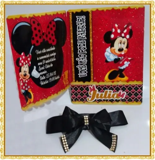 Arquivo de Corte Digital Convite Minnie Vermelha