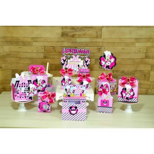 Arquivo de Corte Digital Minnie Confeiteira Rosa Luxo