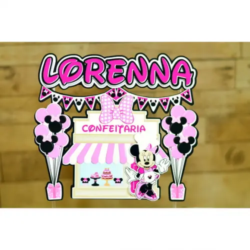 Arquivo de Corte Digital Minnie Confeiteira Rosa Luxo