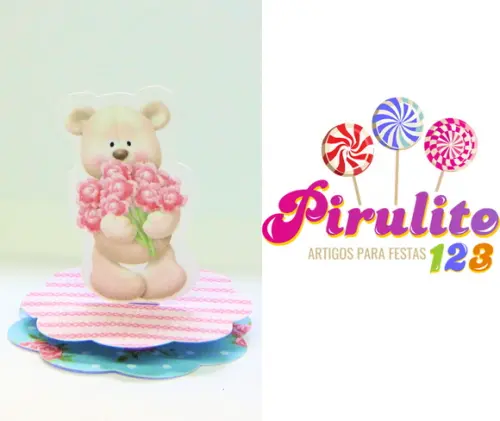 Arquivo de Corte Digital Silhouette Ursinha Mimosa Floral