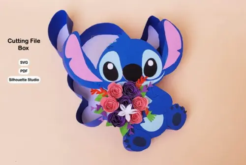 Arquivo Digital Caixa Stitch com Flores