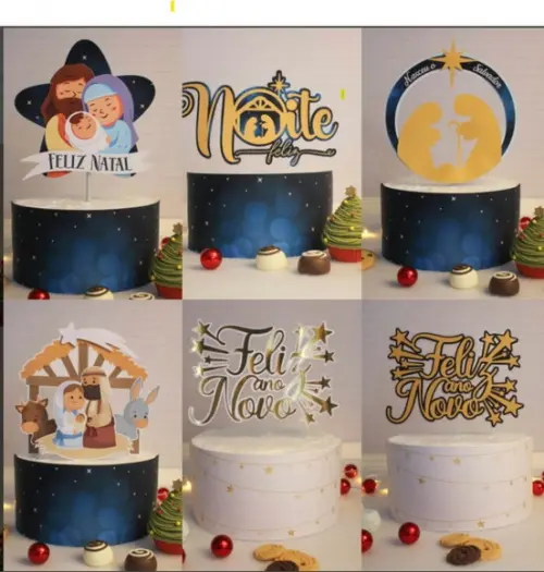 Arquivo Digital de Corte Topos de Bolo Natal e Ano Novo