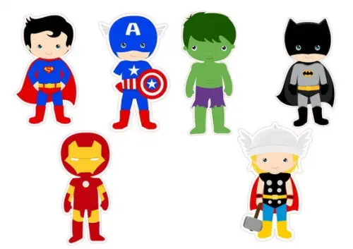 Arquivo Digital Silhouette Tags Herois Cute para Tubete