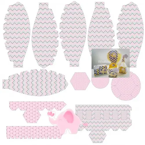 Arquivo Kit Silhouette Elefantinha Rosa Luxo Exclusivo