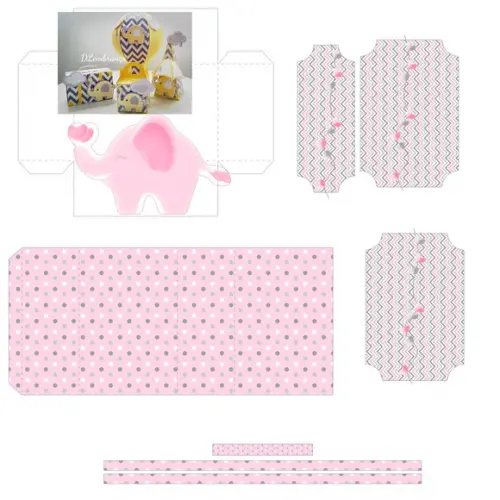 Arquivo Kit Silhouette Elefantinha Rosa Luxo Exclusivo