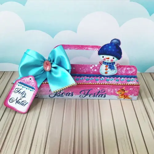 Arquivo Silhouette e pdf Kit Natal Rosa e Azul Luxo