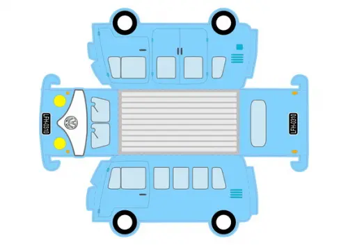 Arquivo Studio Silhouette Caixa Kombi Azul