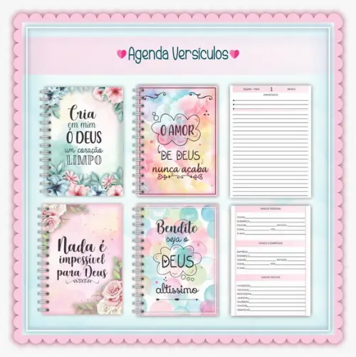 Arquivos Combo Agendas Versículos Formato Png e /ou pdf Luxo