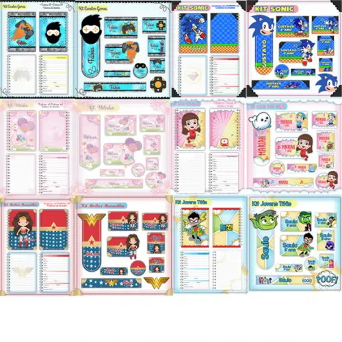 Arquivos Digitais Combo Etiquetas e Capas de Caderno Temas