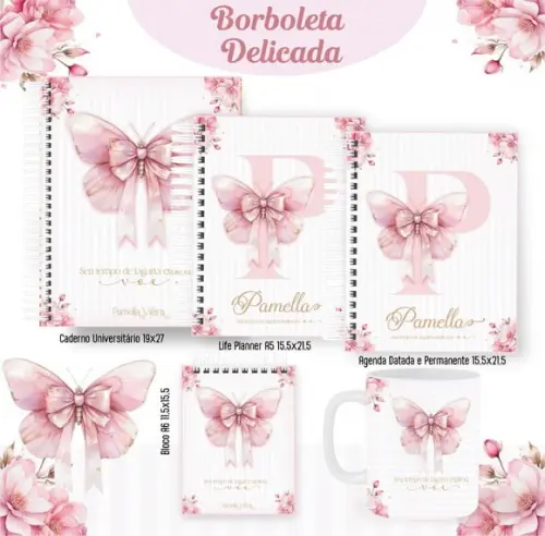 Combo de Capas Volta Ás Aulas Borboleta Delicada Png/ pdf