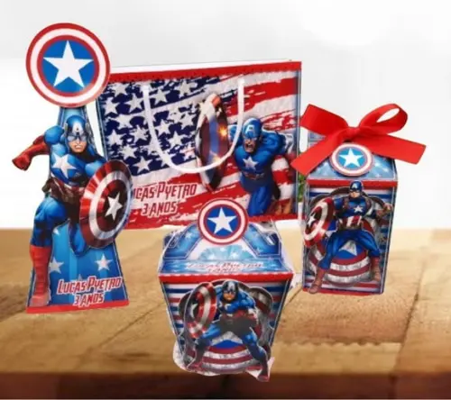 Kit Digital Arquivo Caixas Silhouette Capitão America