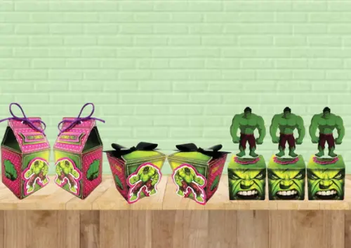 Kit Digital Arquivo Caixas Silhouette Hulk Menina Luxo