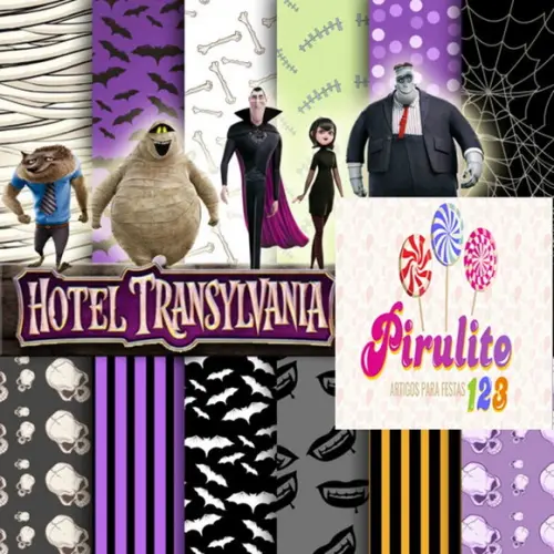 Kit e Papeis Digitais Papeis Hotel Transilvania Luxo