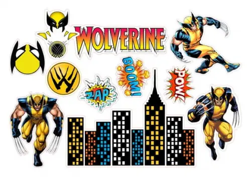 Topo de Bolo Silhouette Wolverine Luxo