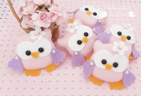 Lembrancinha corujinha rosa e lilás