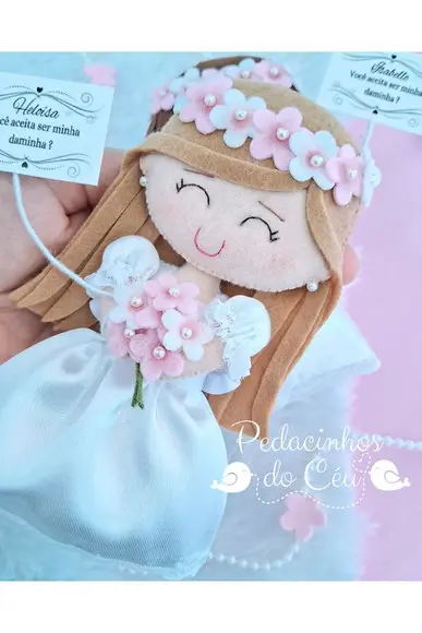 Boneca para convite de daminha de honra