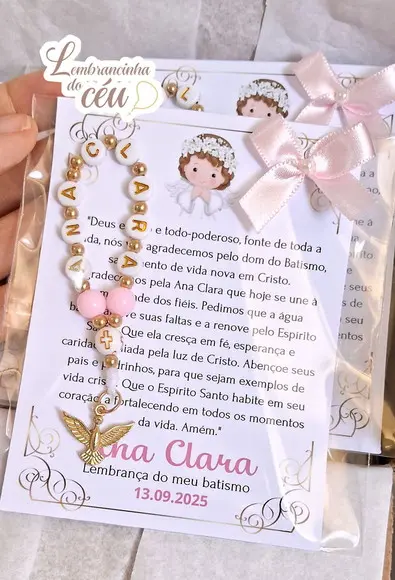 Kit 10 Lembrancinhas para Batismo com Nome
