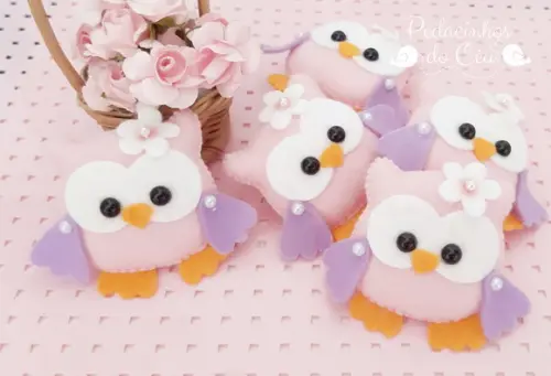 Lembrancinha corujinha rosa e lilás