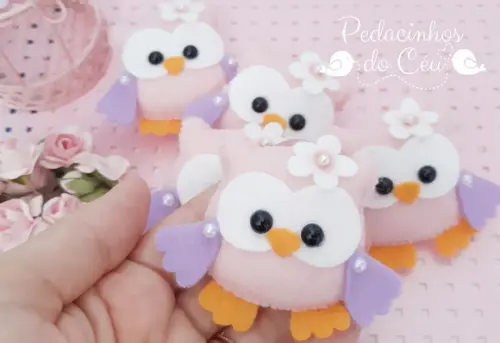 Lembrancinha corujinha rosa e lilás