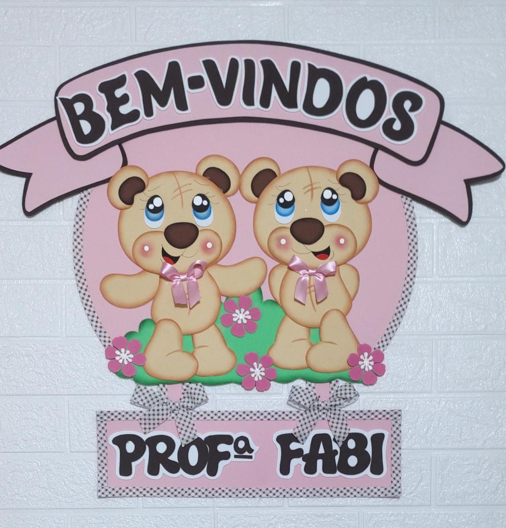 Placa de porta escolar tema Ursinhos