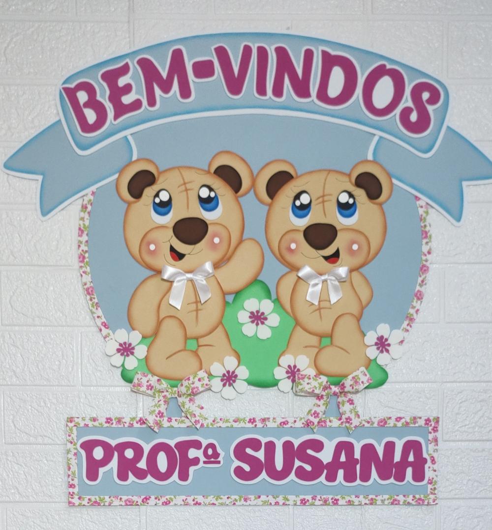 Placa de porta escolar tema Ursinhos