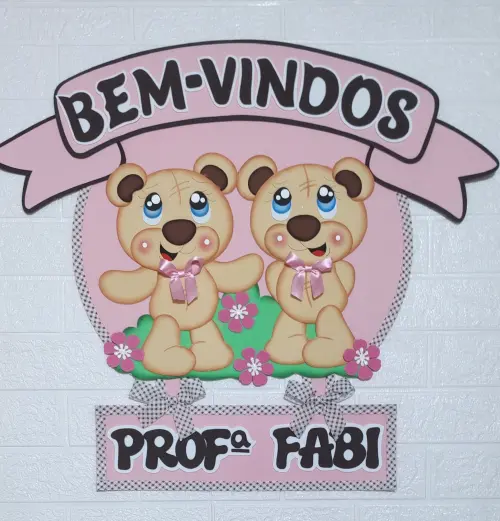 Placa de porta escolar tema Ursinhos