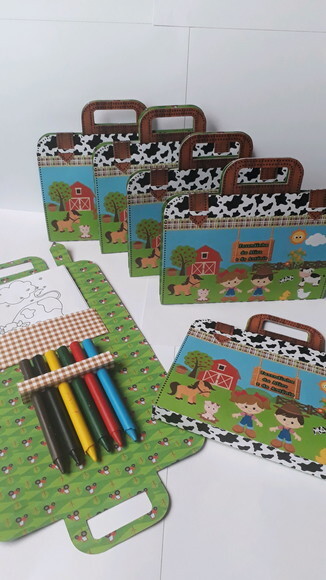 10 Mini Maletinha Kit de Colorir Fazendinha Vários Temas