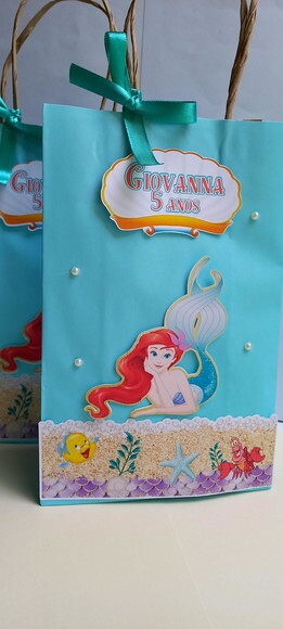10 Sacolinhas Ariel Pequena Sereia