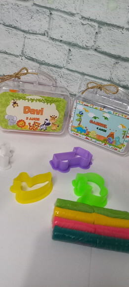 14 Mini Maletinha C/massinha Fazendinha Animais Dinossauro