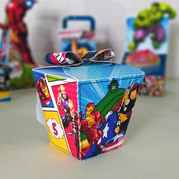 16 Caixinhas Decoração Festa Vingadores