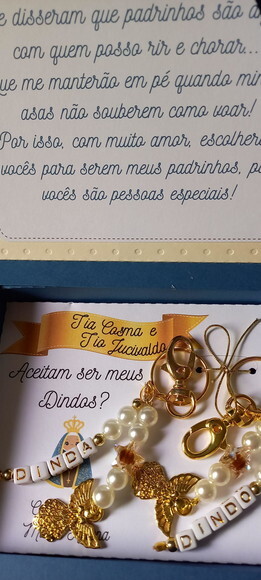 2 Chaveiro Madrinha/ Padrinho Batismo Consagração N. Senhora