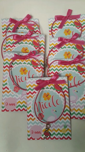 4 Colares Lembrancinha Flamingo