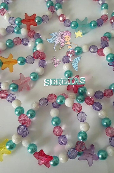 Kit 10 Lembrancinha Pulseira Sereia na Concha