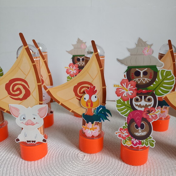 Kit 20 Itens Tubete e Latinha com Aplique Tag Moana