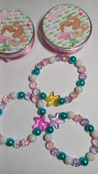Kit 20 Lembrancinhas Pulseira Ariel ou Sereia