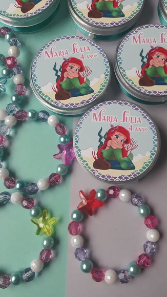 Kit 20 Lembrancinhas Pulseira Ariel ou Sereia
