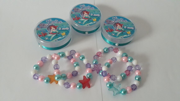 Kit 20 Lembrancinhas Pulseira Ariel ou Sereia